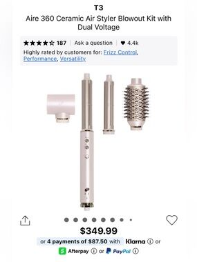 T3 Aire 360 Ceramic Air Styler Kit in Pale Pink and Silver